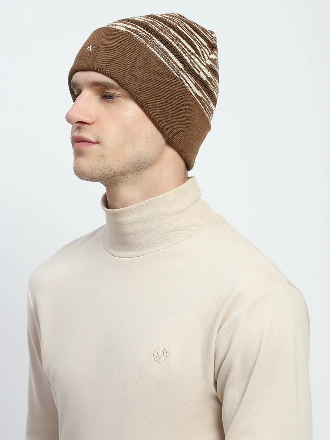 Men Brown Self Design Cap - Image 3