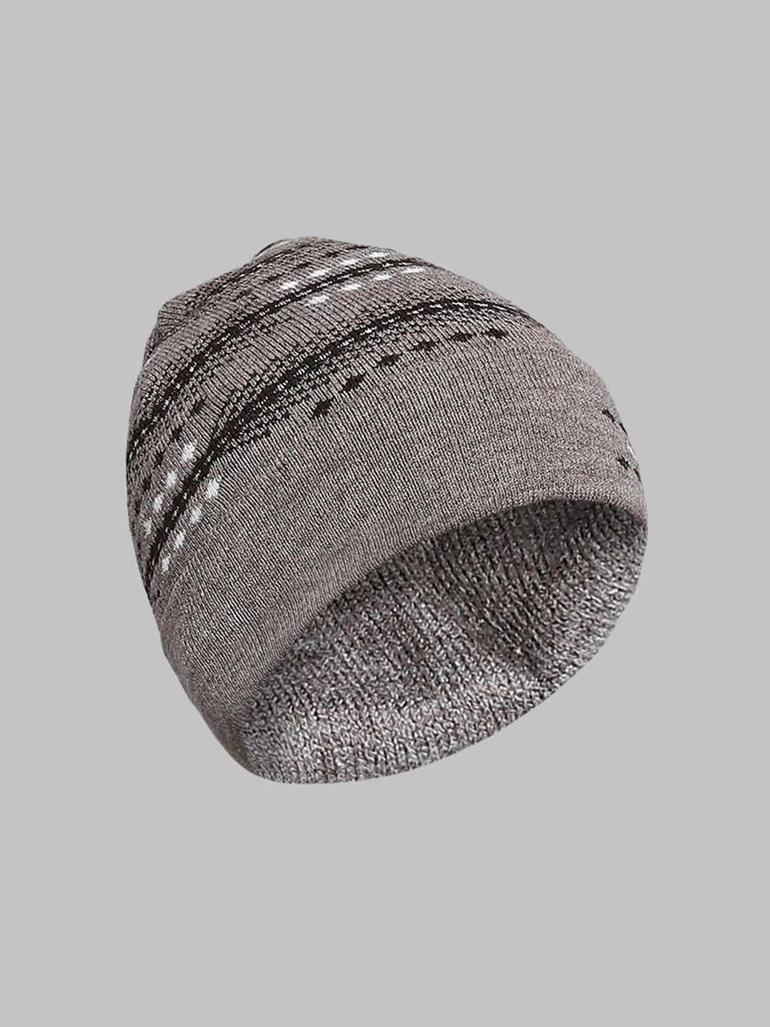 Men Brown Self Design Cap - Image 2