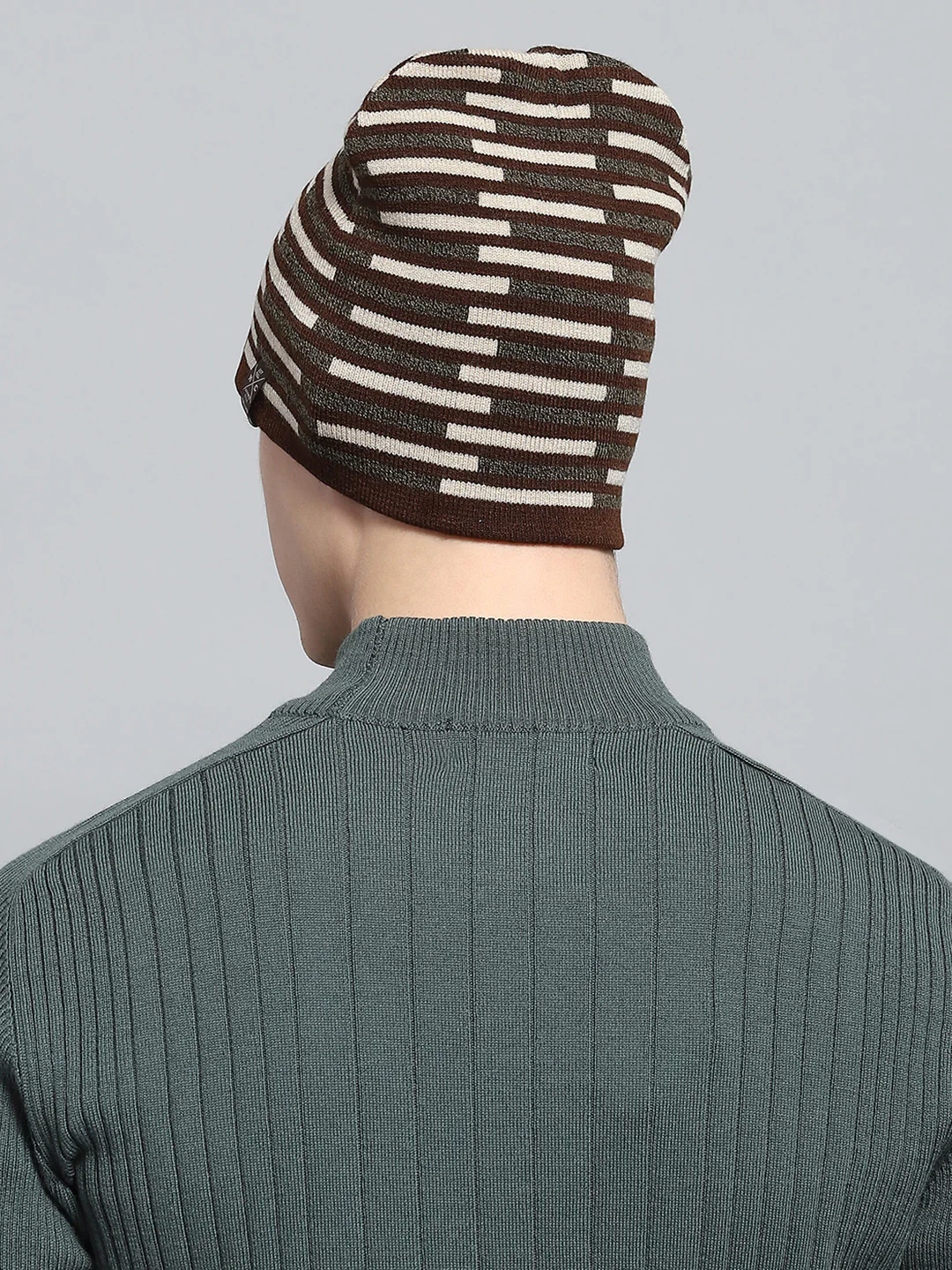 Men Brown Self Design Cap - Image 5
