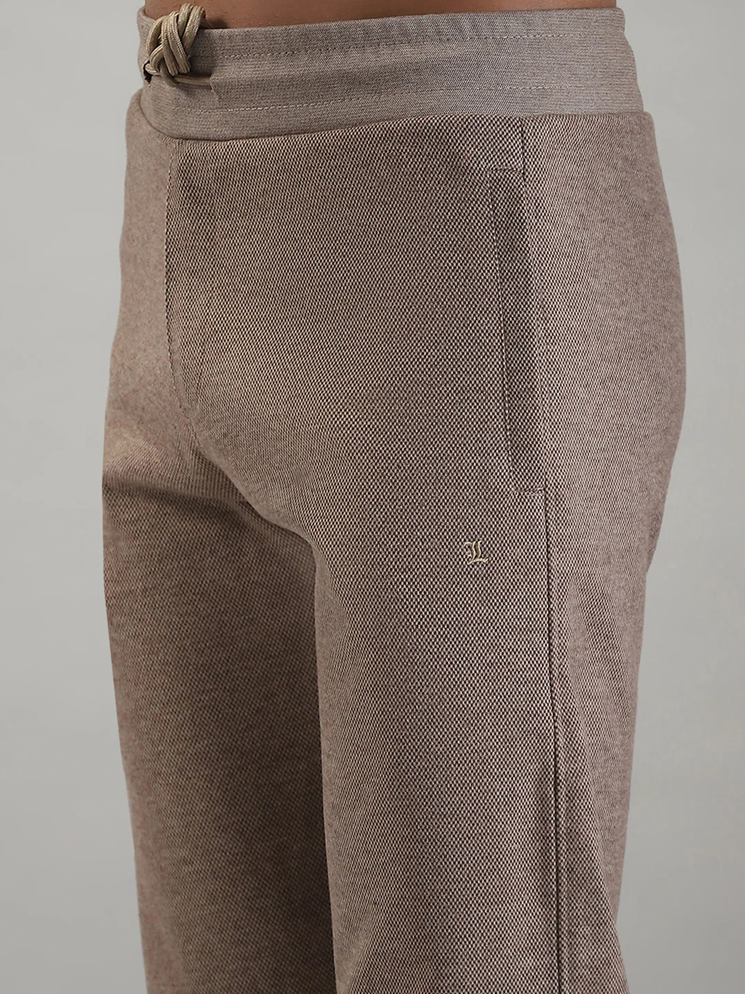 Men Brown Self Design Mock Neck Full Sleeve Winter Tracksuit - Image 9