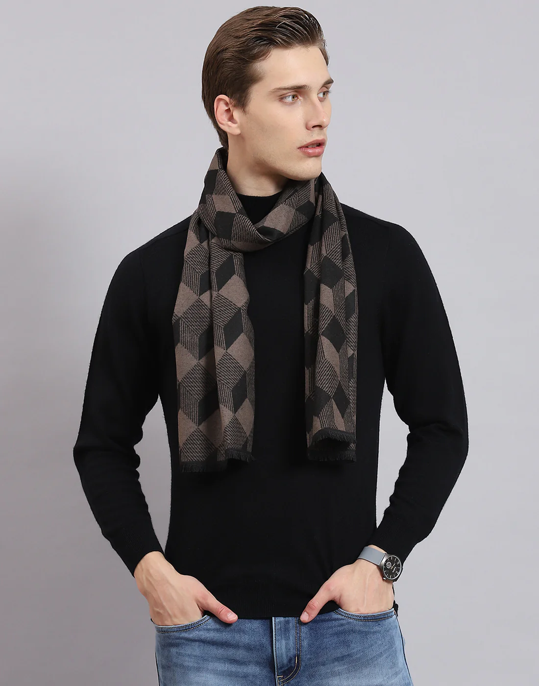 Men Multicolor Self Design Muffler - Image 2