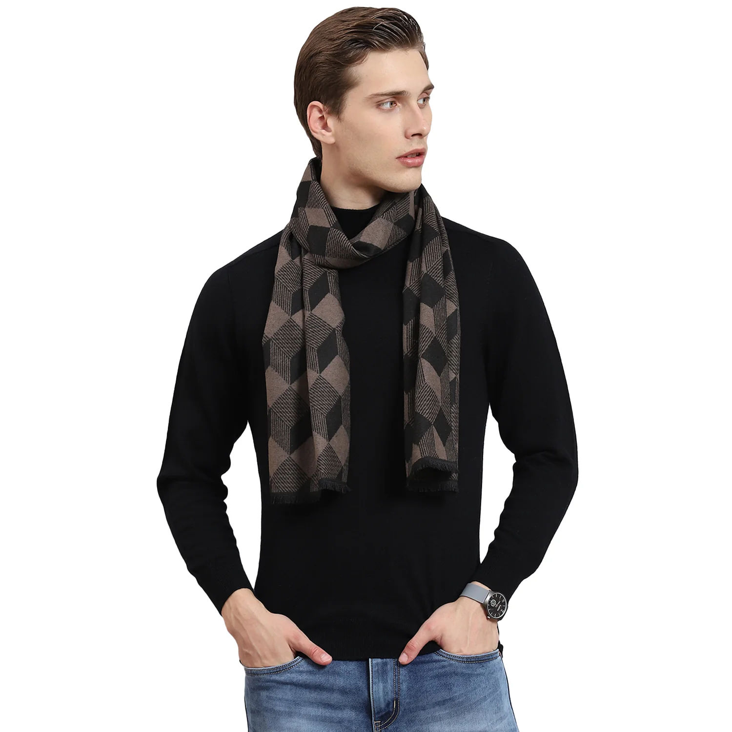 Men Multicolor Self Design Muffler - Image 5