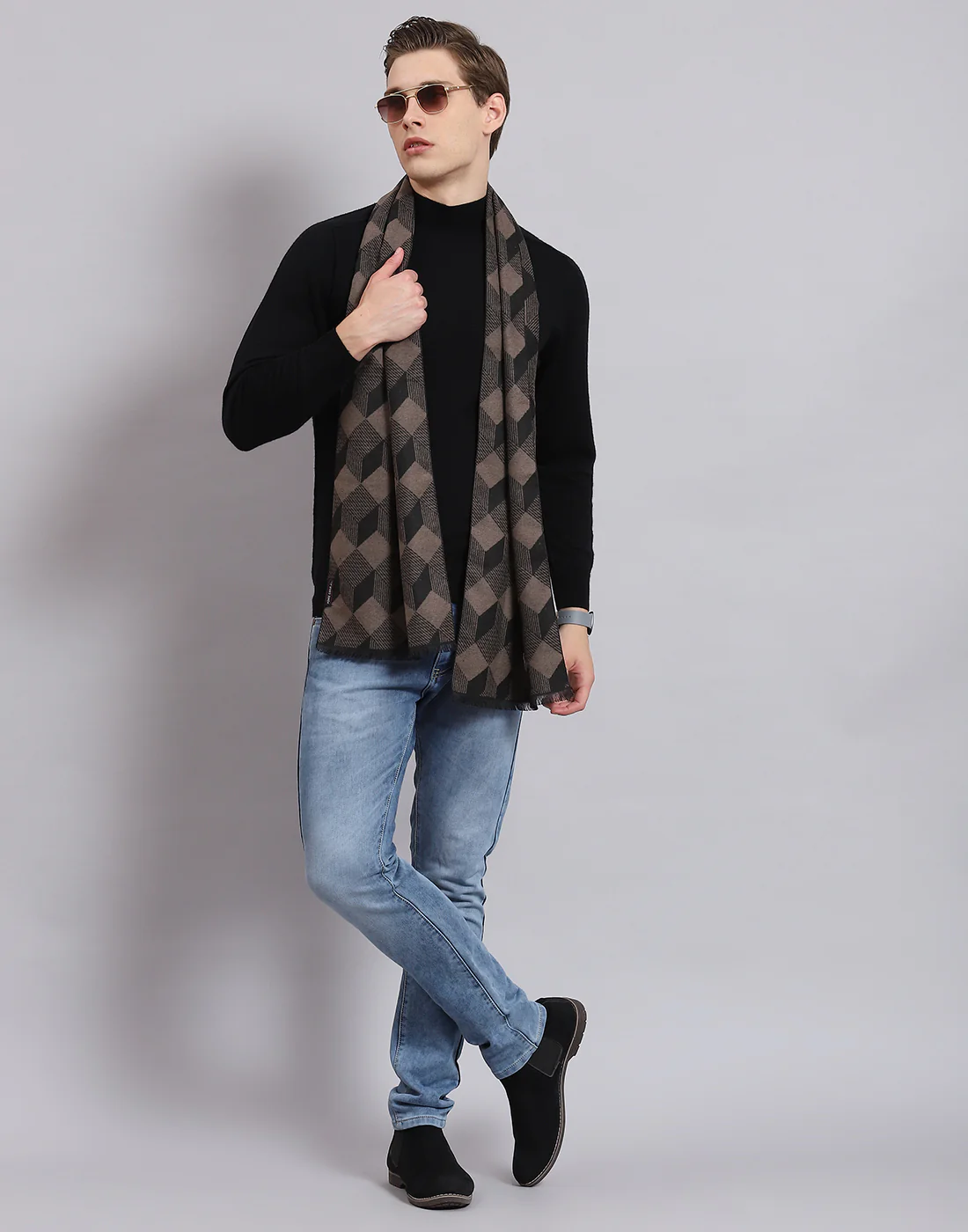 Men Multicolor Self Design Muffler - Image 6