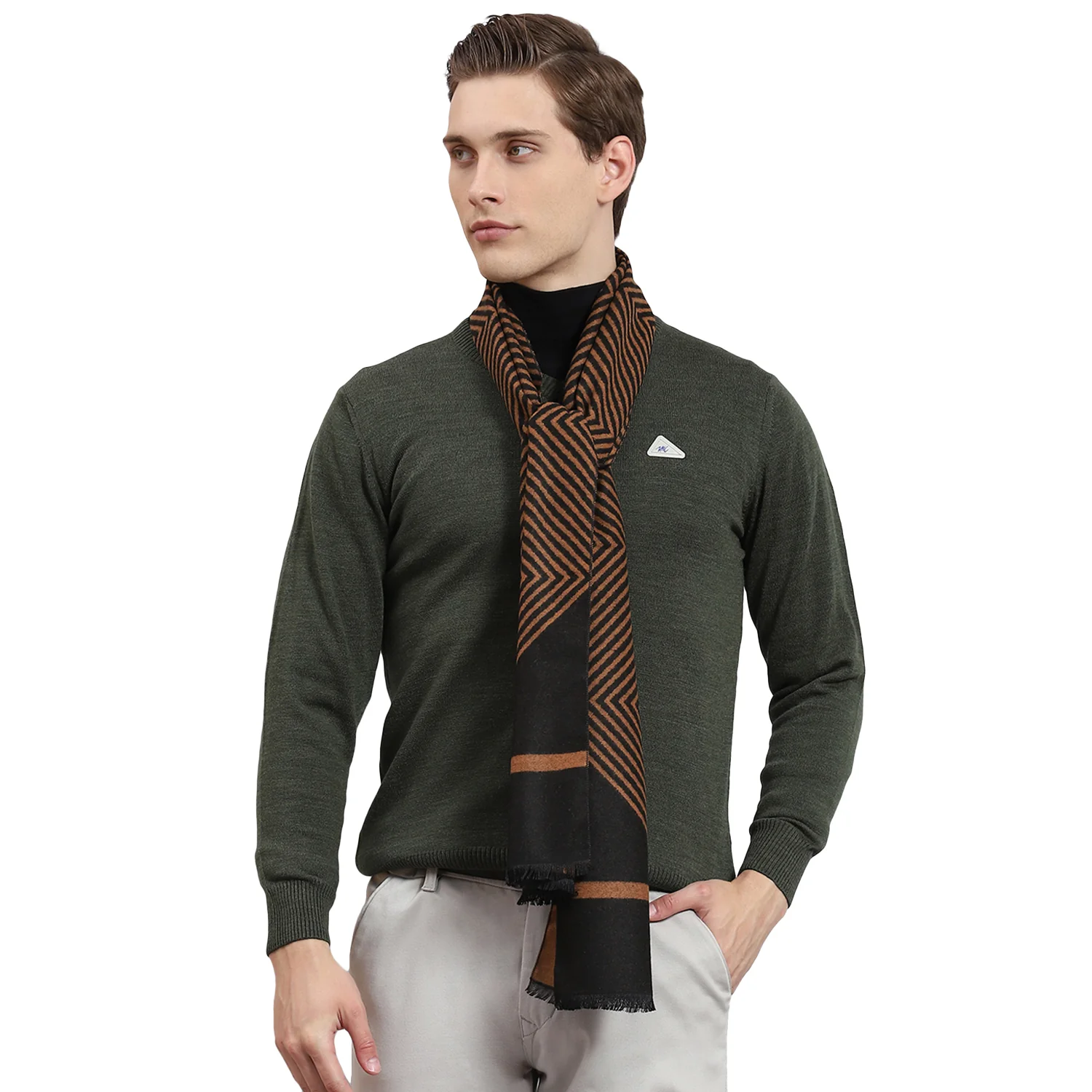 Men Brown Self Design Muffler - Image 6