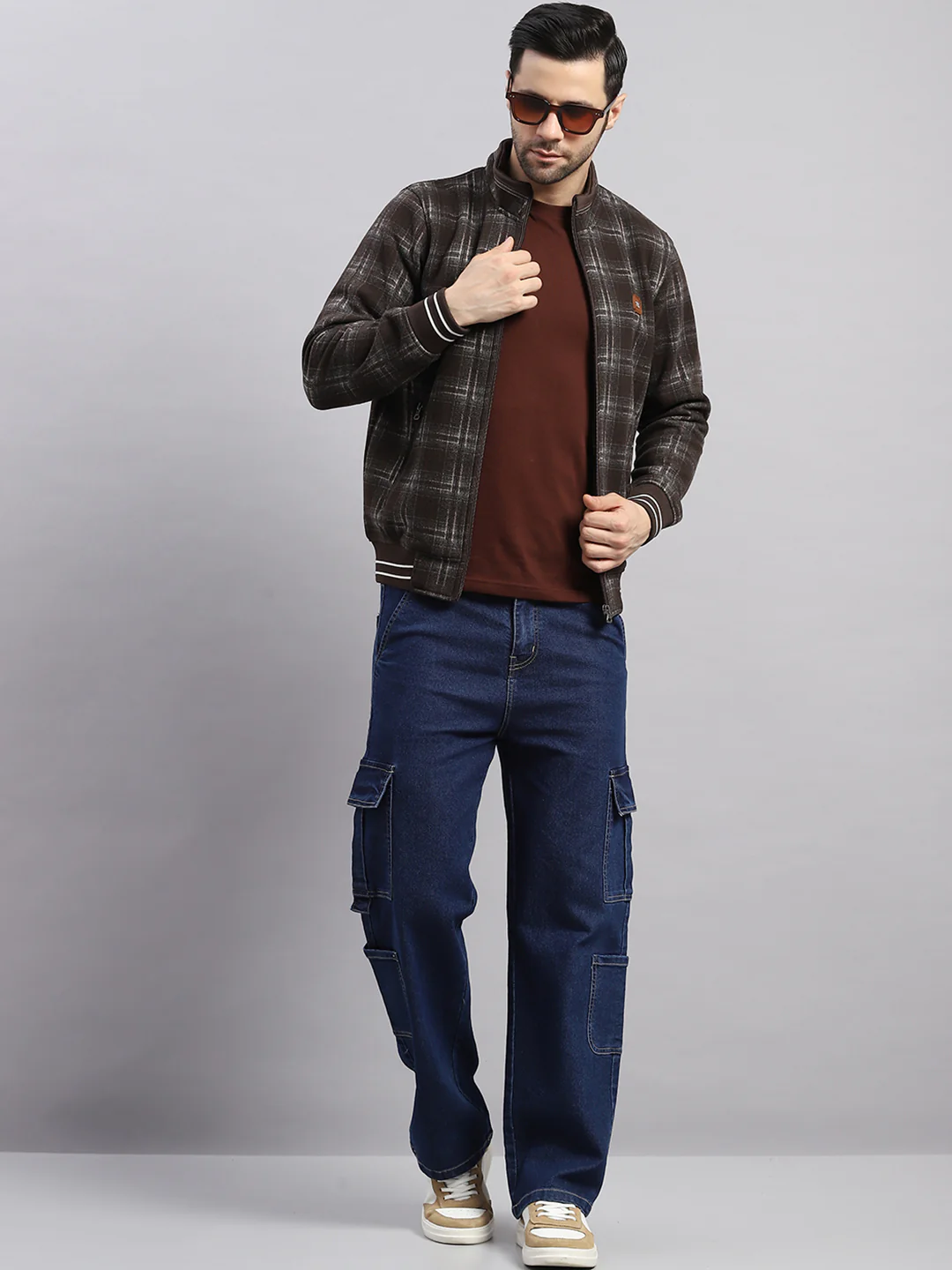 Men Brown Self Design Ultra Warm Collar Sweatshirt - Anti-Pilling Fabric - Image 2