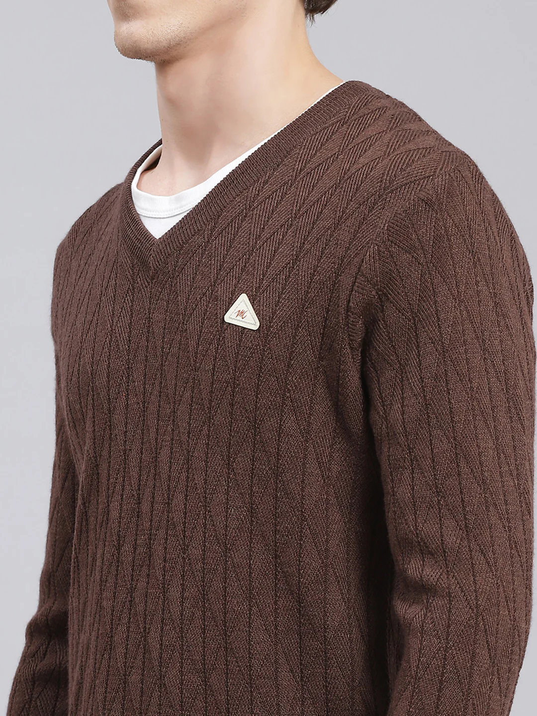 Men Brown Self Design Wool blend Pullover - Image 6