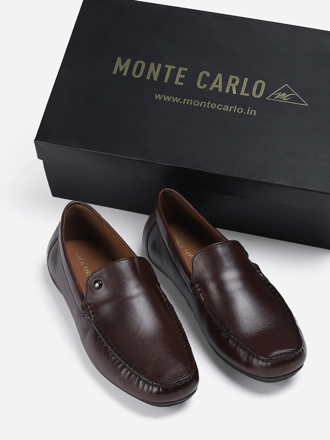 Men Brown Slip on Genuine Leather Loafers - Image 2