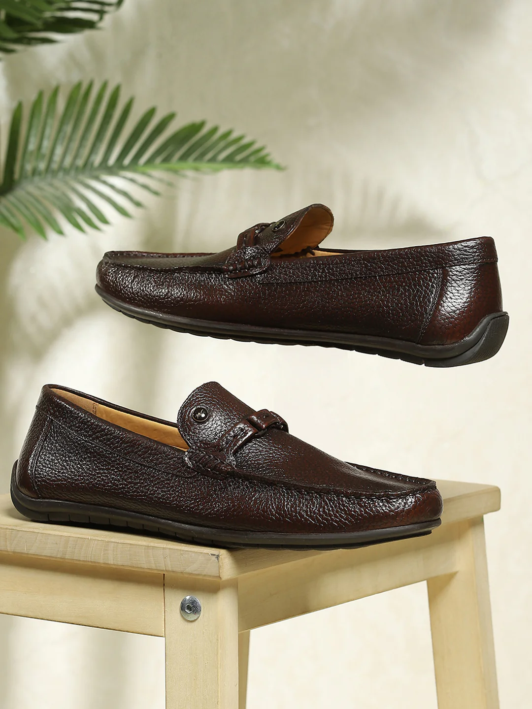 Men Brown Slip on Genuine Leather Loafers - Image 10