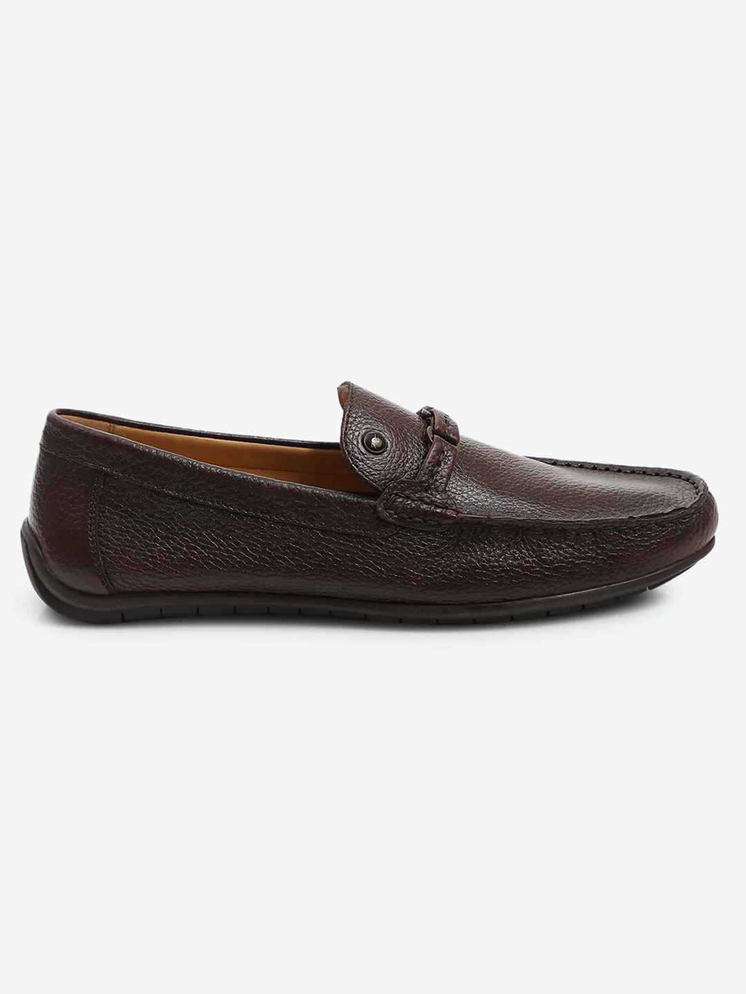 Men Brown Slip on Genuine Leather Loafers - Image 5