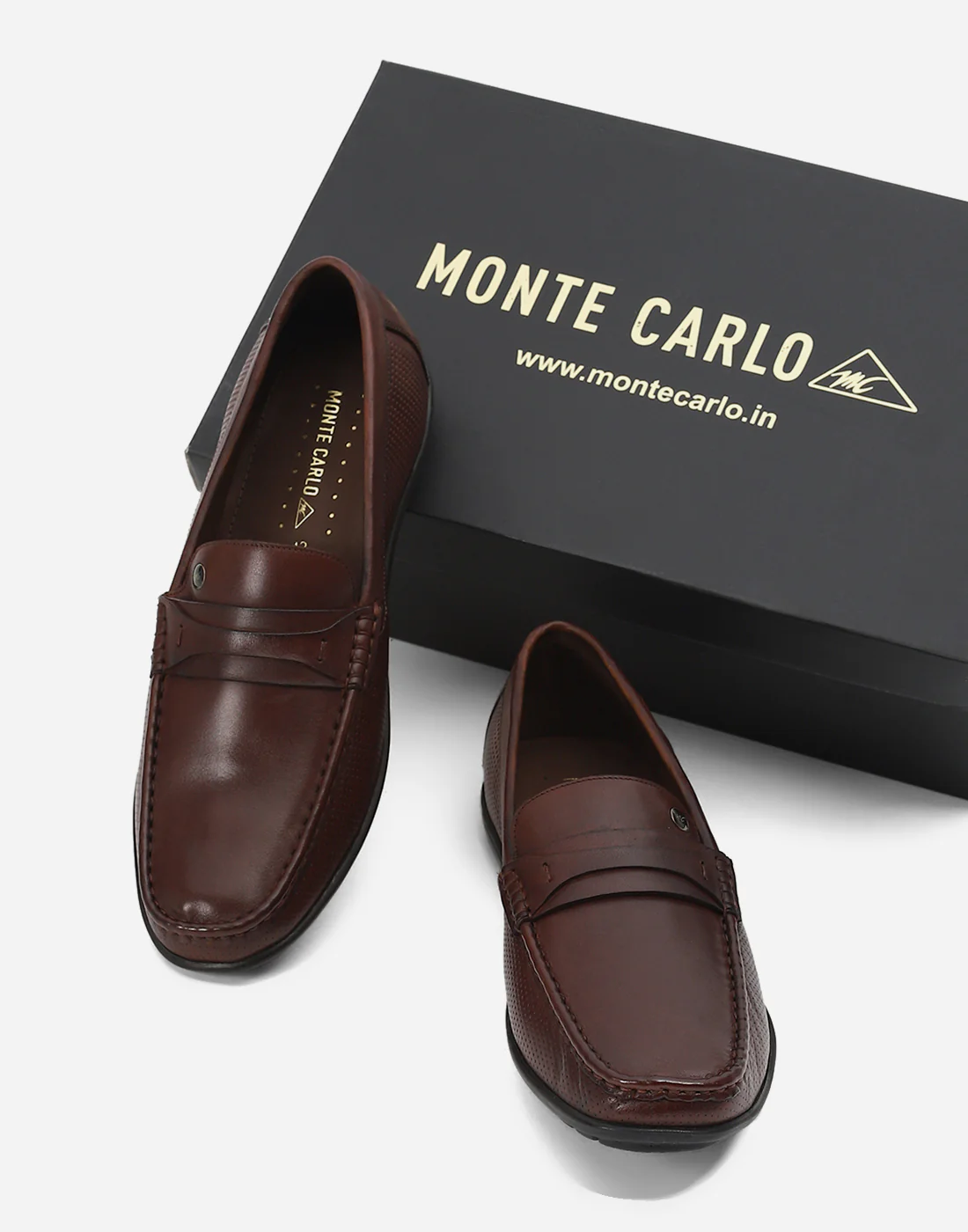 Men Brown Slip on Genuine Leather Loafers - Image 2