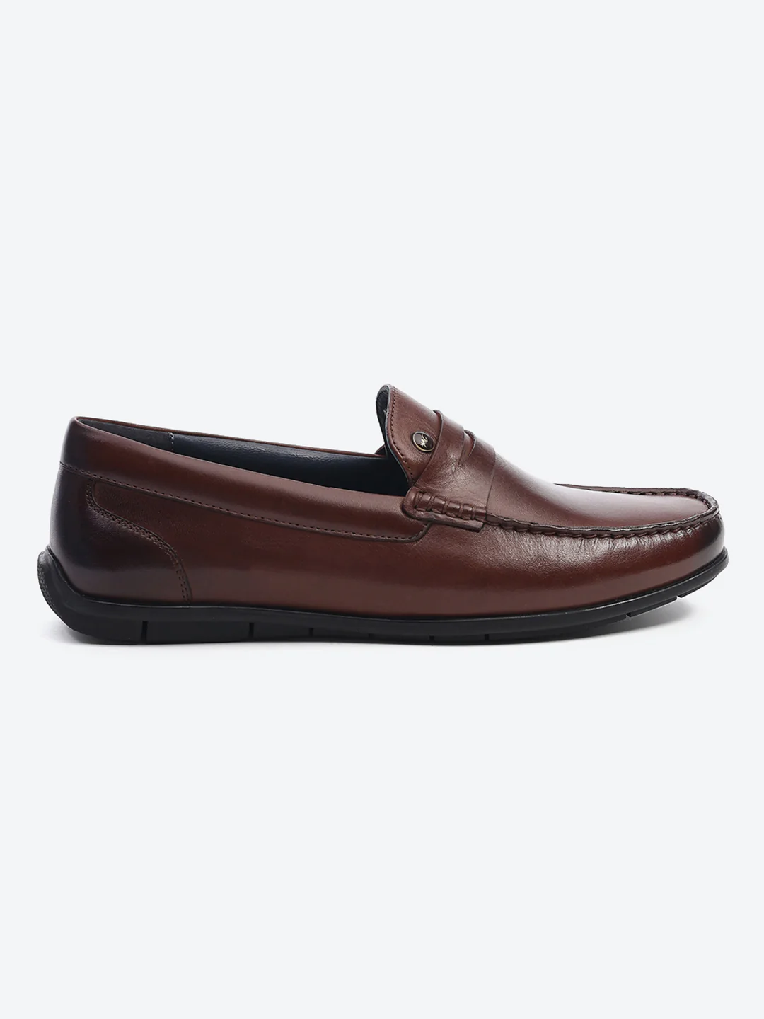 Men Brown Slip on Genuine Leather Loafers - Image 5