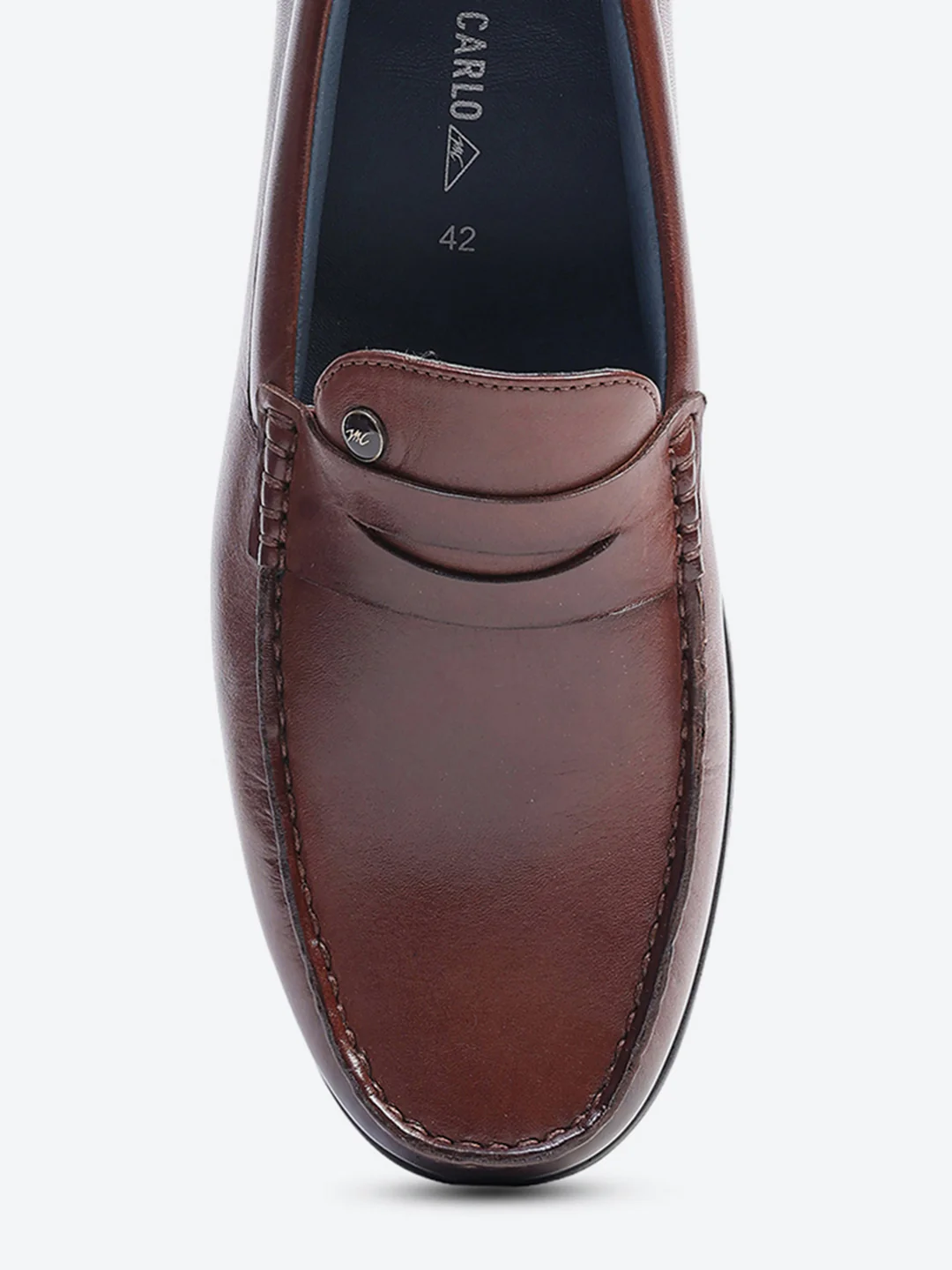 Men Brown Slip on Genuine Leather Loafers - Image 7