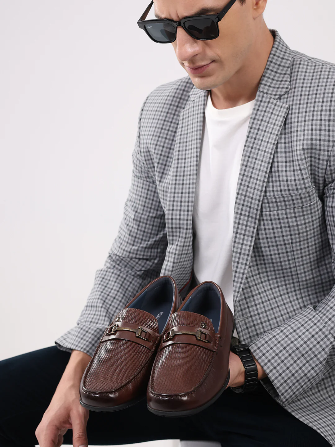 Men Brown Slip on Genuine Leather Loafers - Image 10