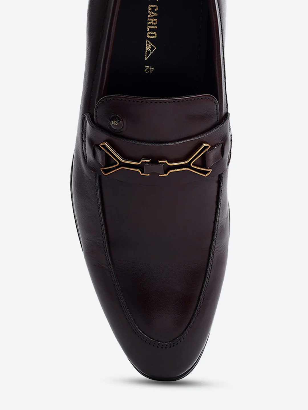 Men Brown Slip on Genuine Leather Horse-Bit Buckle Loafers - Image 7