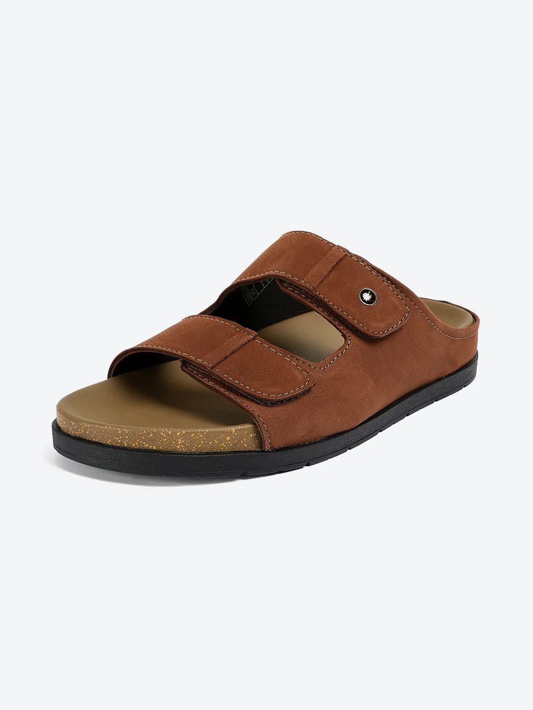 Men Brown Slip on Leather Sandals - Image 3