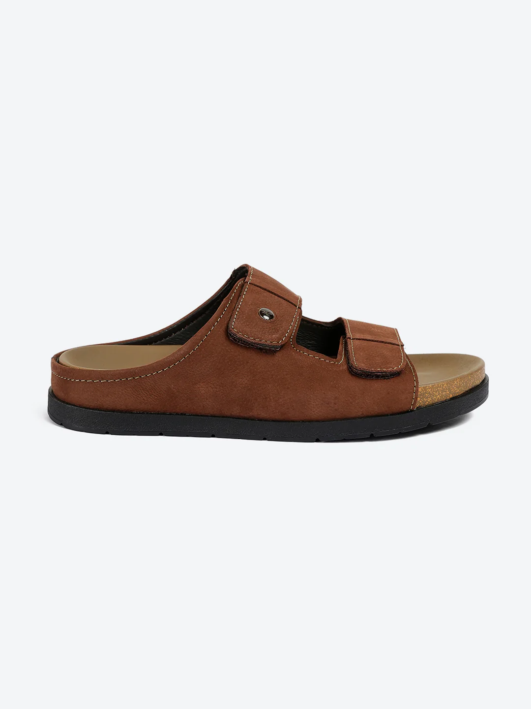 Men Brown Slip on Leather Sandals - Image 5
