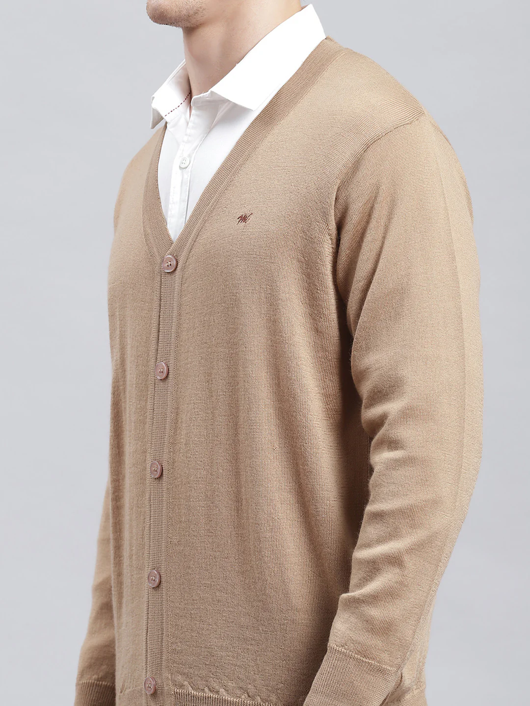 Men Brown Solid Cardigan - Image 6