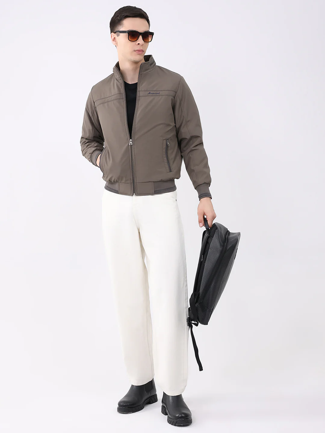 Men Brown Solid Collar Full Sleeve Jacket - Image 2