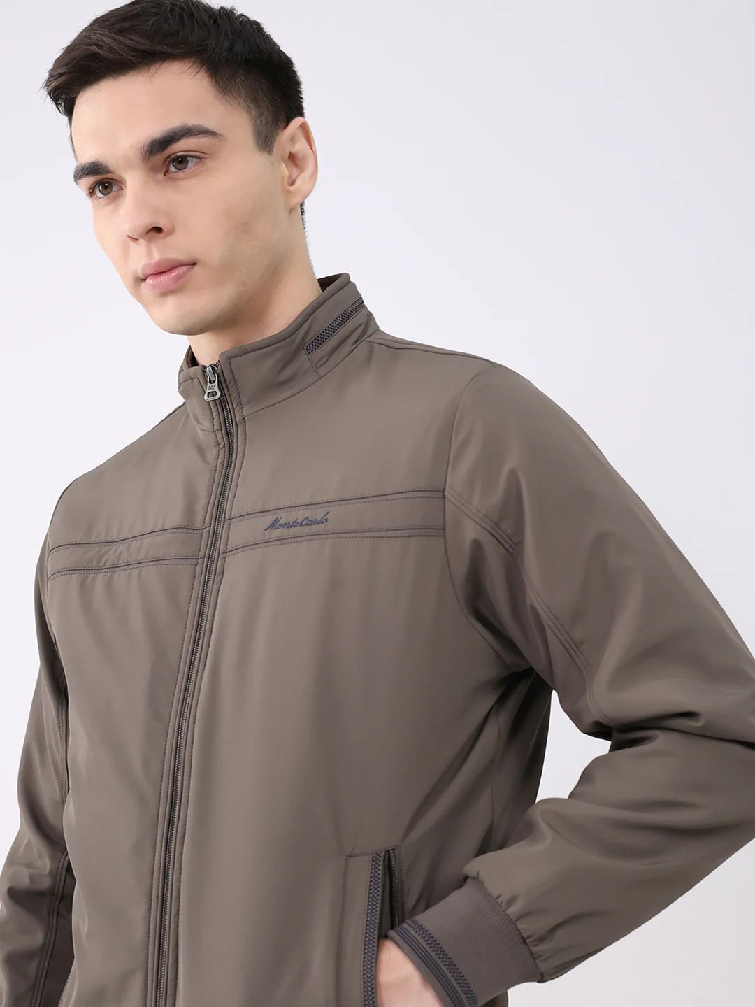 Men Brown Solid Collar Full Sleeve Jacket - Image 6