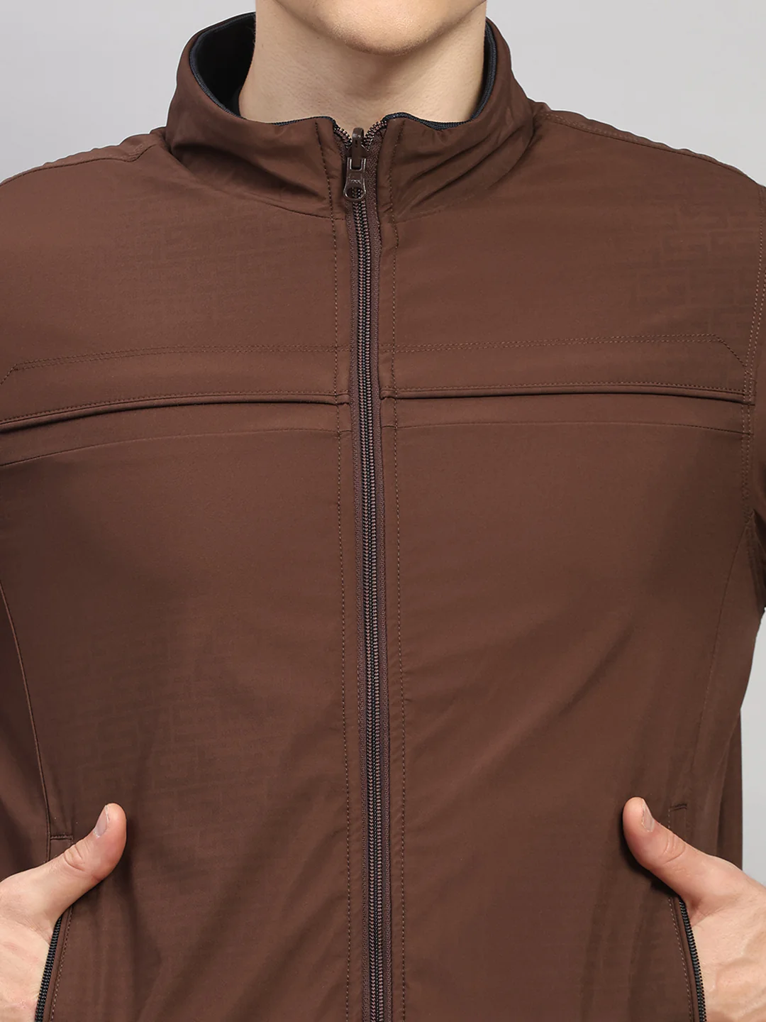 Luxuria Men Brown Solid Collar Full Sleeve Jacket - Image 10
