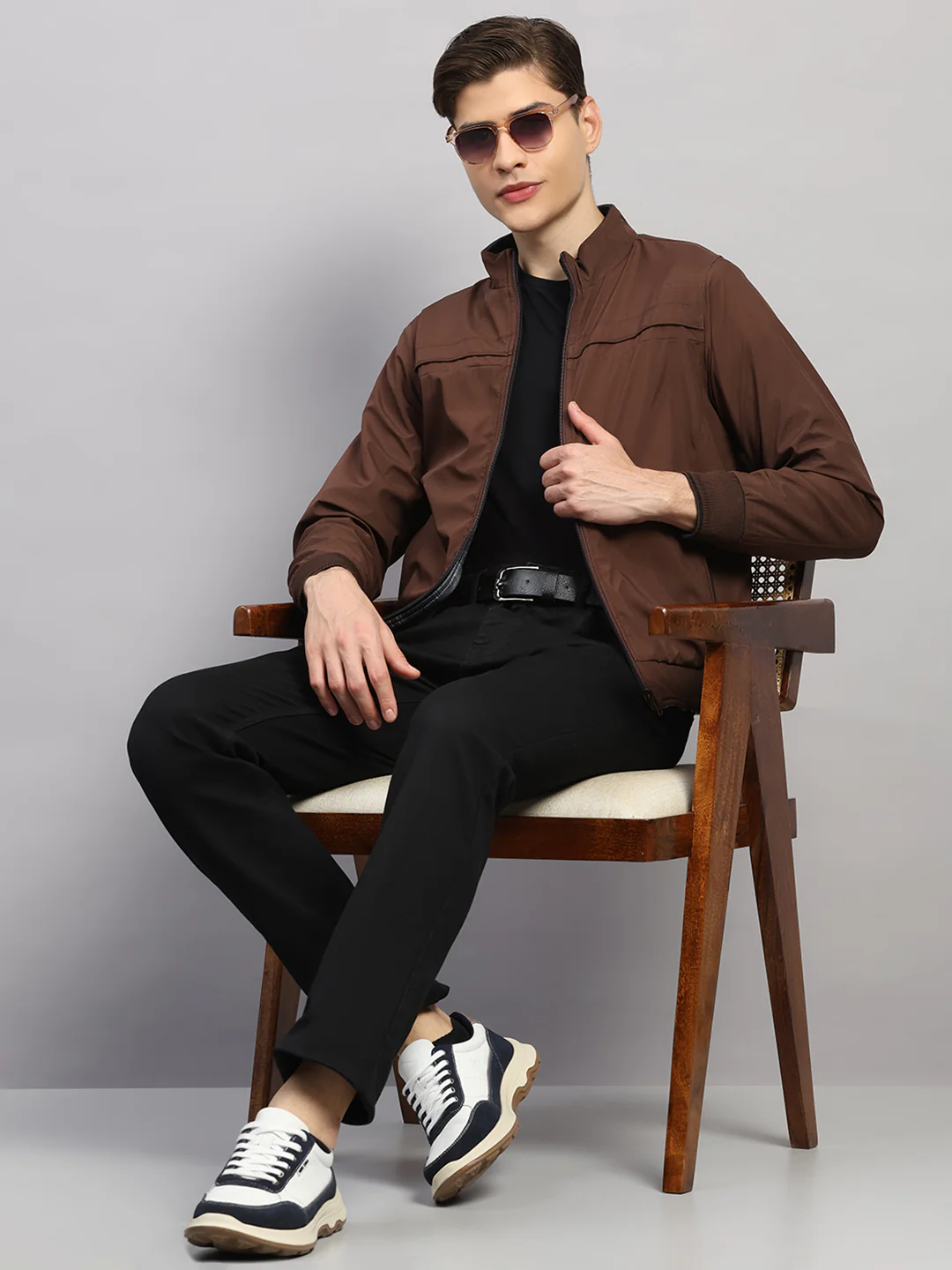 Luxuria Men Brown Solid Collar Full Sleeve Jacket - Image 2