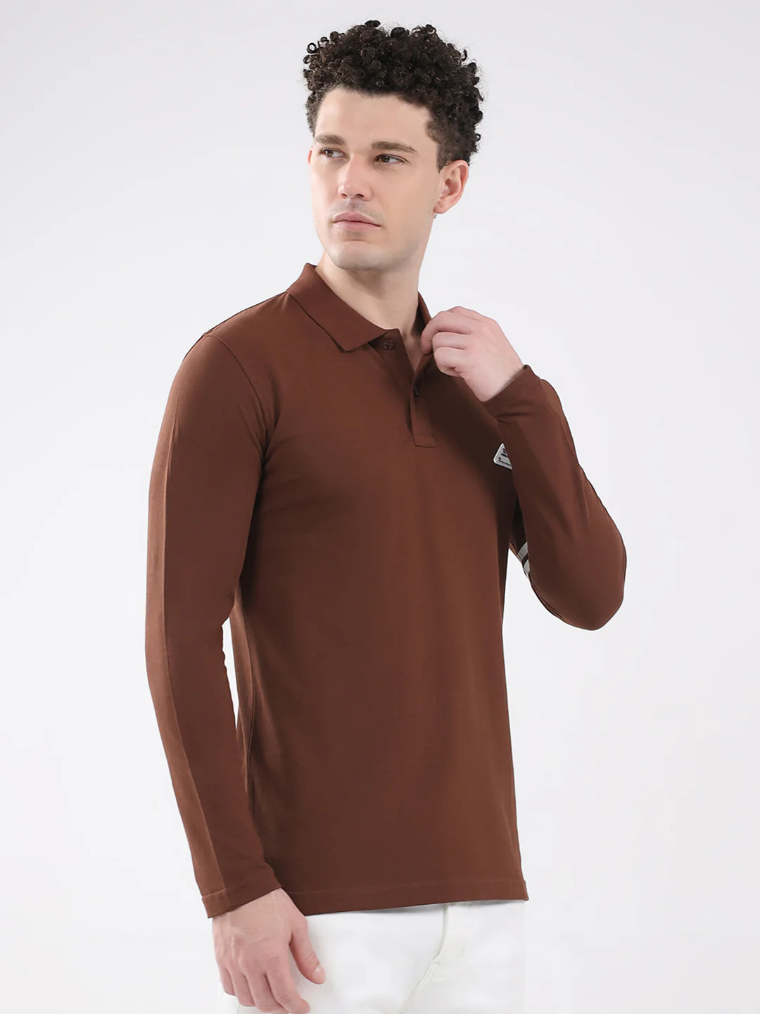 Rock.it Men Brown Solid Collar Full Sleeve Winter T-Shirt - Image 4