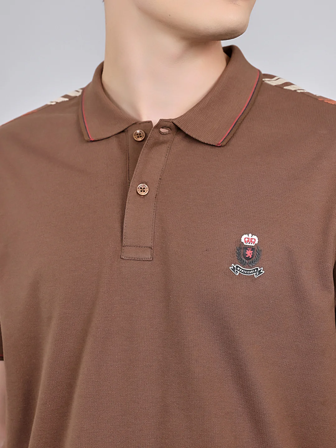 Men Brown Solid Collar Half Sleeve Lower Set - Image 5