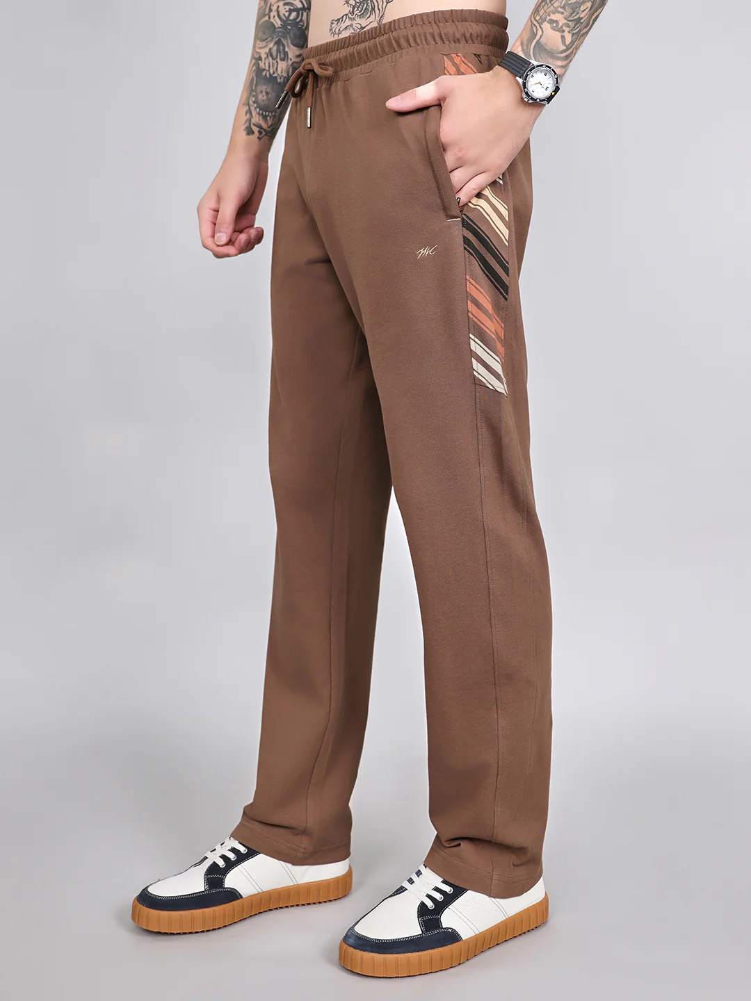Men Brown Solid Collar Half Sleeve Lower Set - Image 7