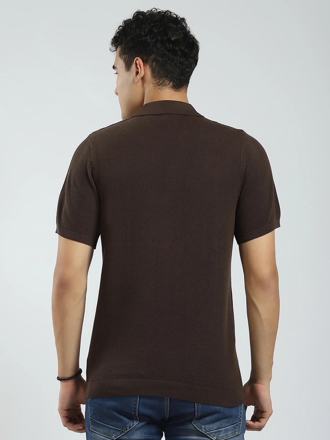Rock.it Men Brown Solid Collar Half Sleeve T-Shirt - Image 5