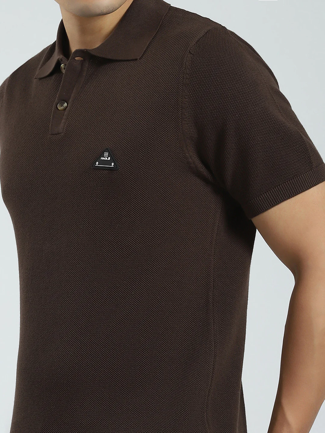 Rock.it Men Brown Solid Collar Half Sleeve T-Shirt - Image 6