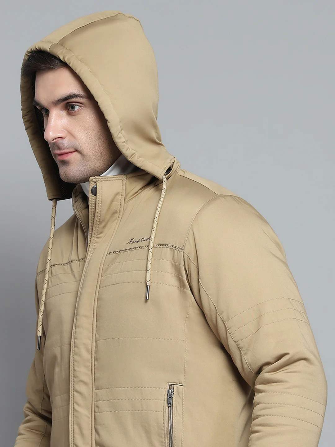 Men Brown Solid Detachable Hood Full Sleeve Jacket - Image 7
