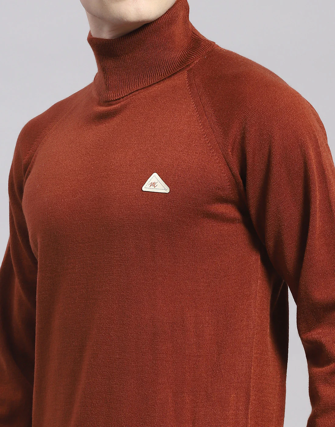 Men Brown Solid H Neck Full Sleeve Pullover - Image 6