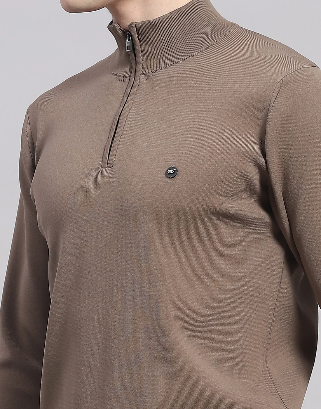 Men Brown Solid H Neck Full Sleeve Pullover - Image 7