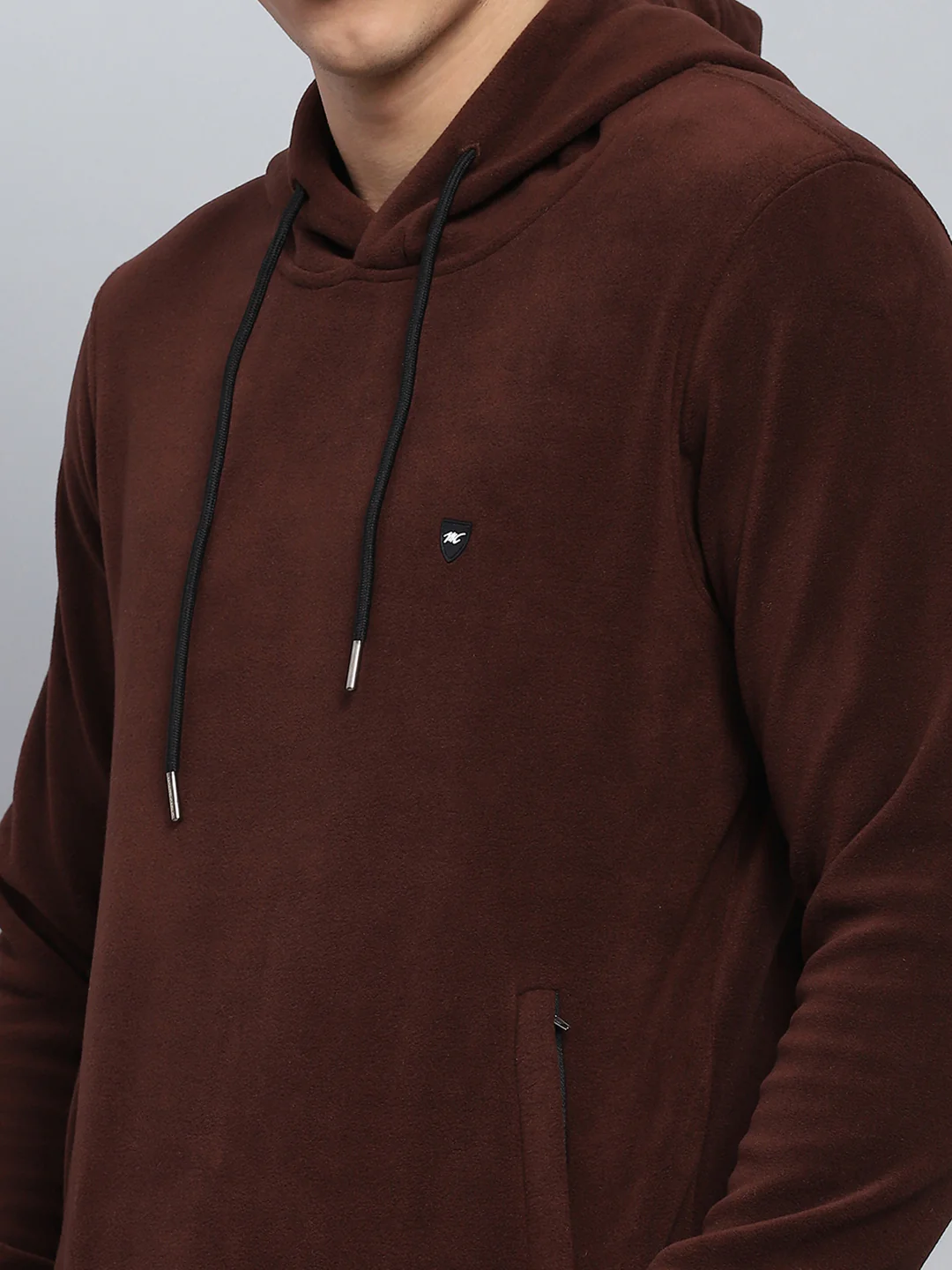 Men Brown Solid Hooded Full Sleeve Winter Tracksuit - Image 7