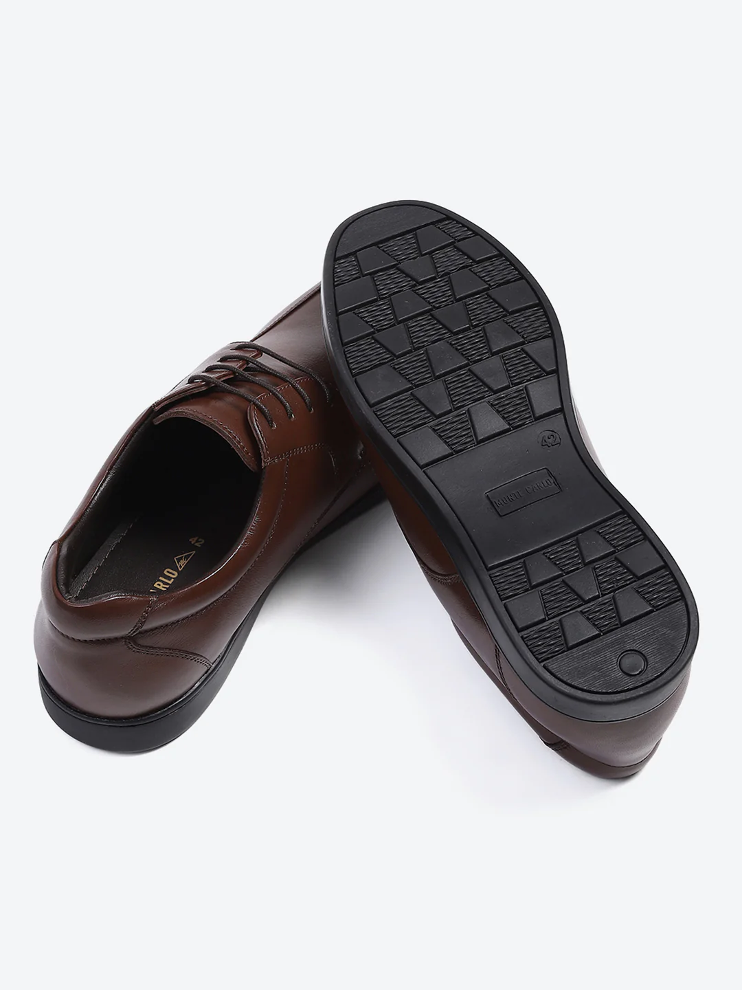 Men Brown Solid Lace Up Genuine Leather Formal Derby - Image 7