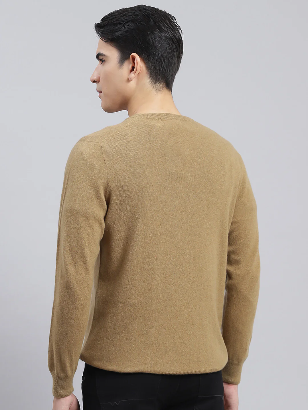 Men Brown Solid Lamb wool Pullover - Image 5