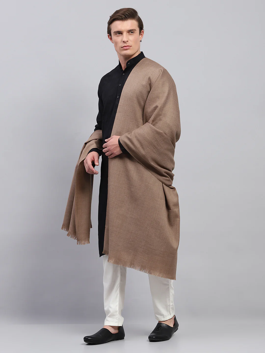 Men Brown Solid Lohi Shawl - Image 3