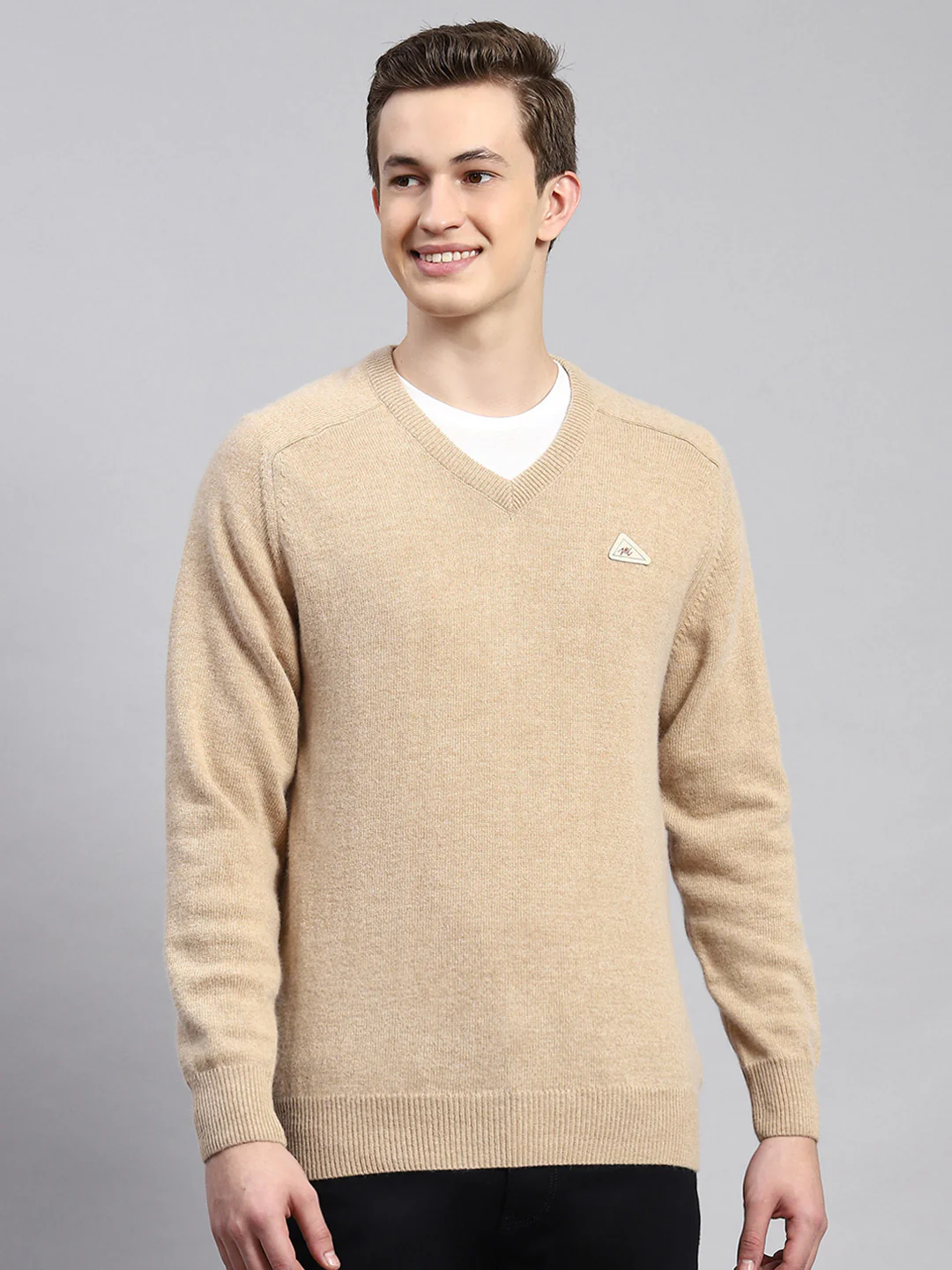 Men Brown Solid Pullover - Image 2