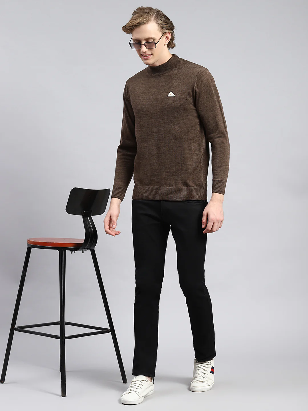 Men Brown Solid Pullover - Image 2