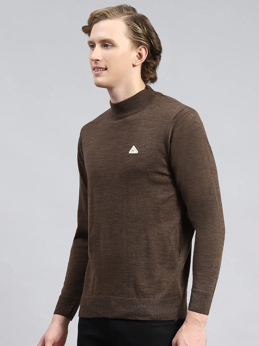 Men Brown Solid Pullover - Image 4