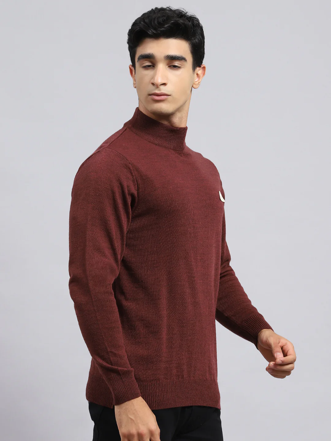 Men Brown Solid Pullover - Image 3