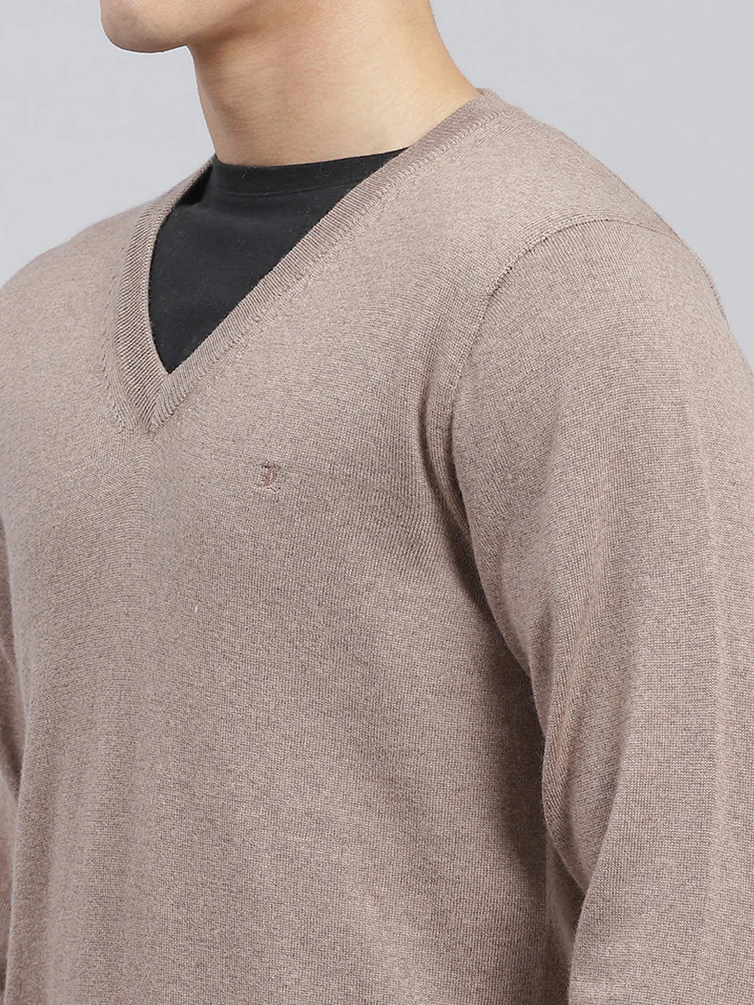 Men Brown Solid Pure wool Pullover - Image 6