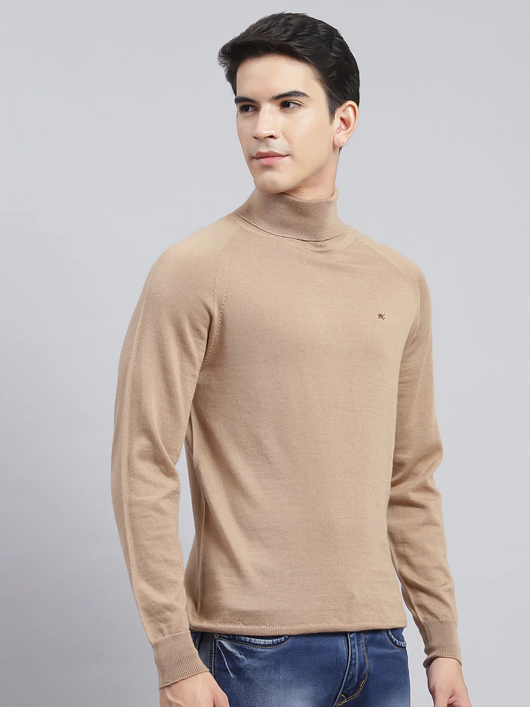 Men Brown Solid Pure wool Pullover - Image 3