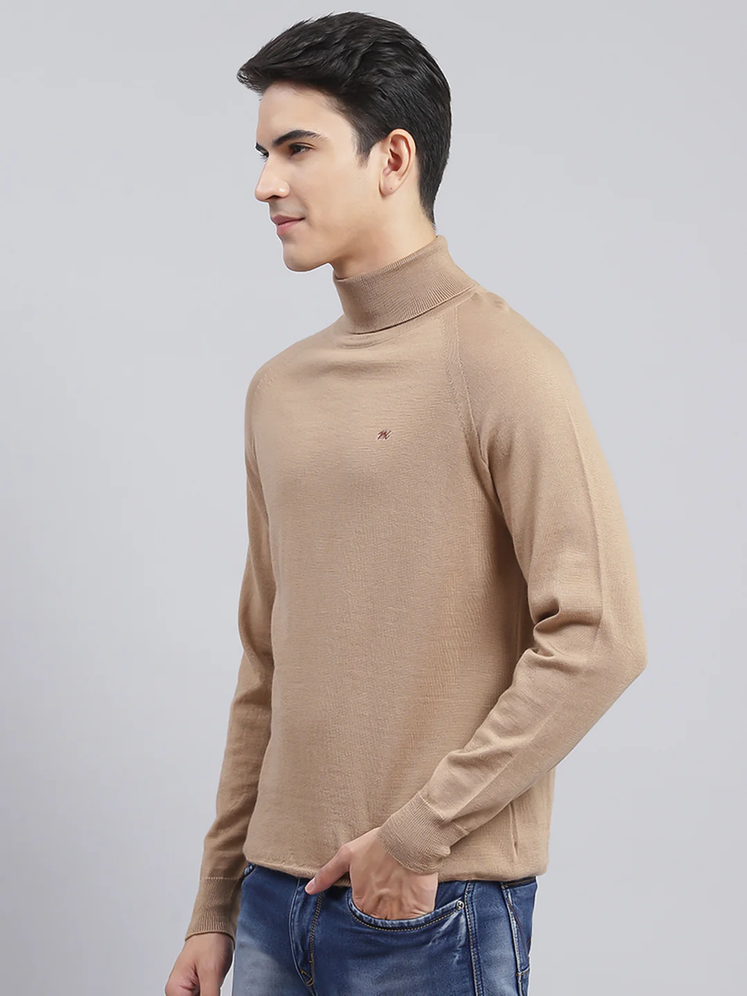 Men Brown Solid Pure wool Pullover - Image 4