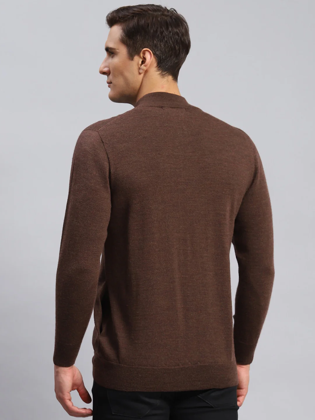 Men Brown Solid Pure wool Pullover - Image 5