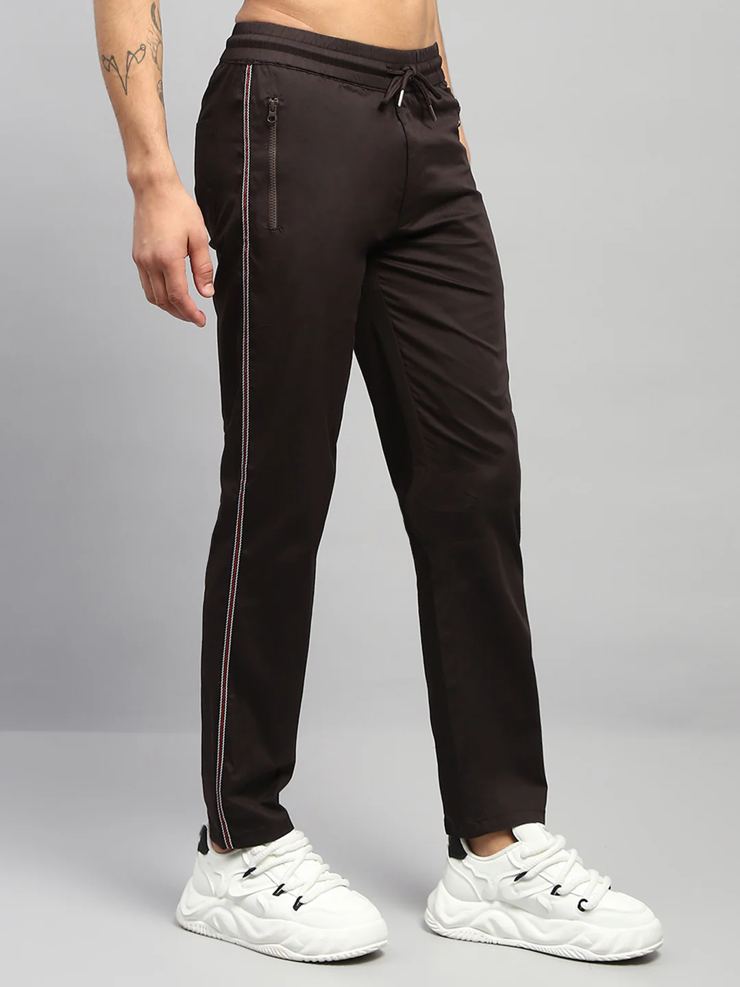 Men Brown Solid Regular Fit Lower - Image 4