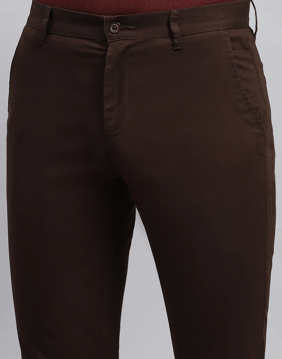 Men Brown Solid Regular Fit Trouser - Image 6