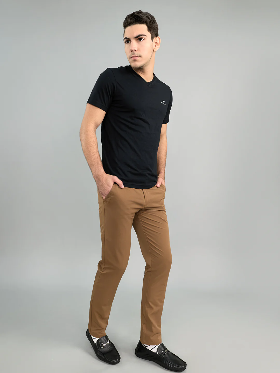 Men Brown Solid Slim Fit Trouser - Image 6