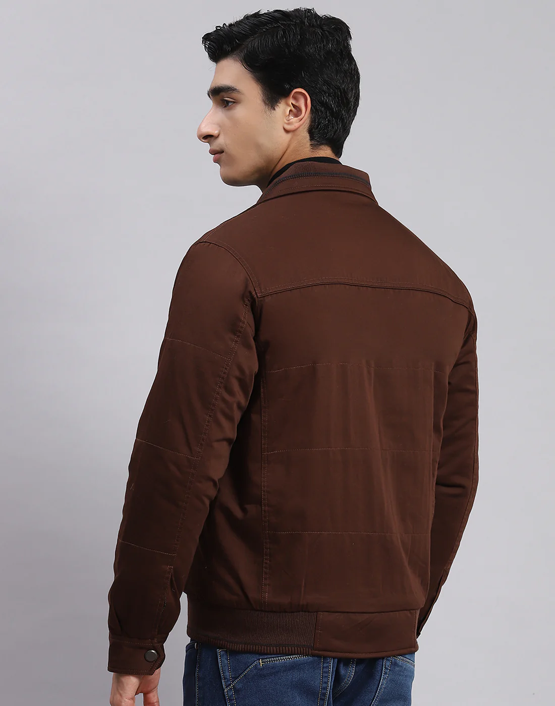 Men Brown Solid Spread Collar Full Sleeve Jackets - Image 5