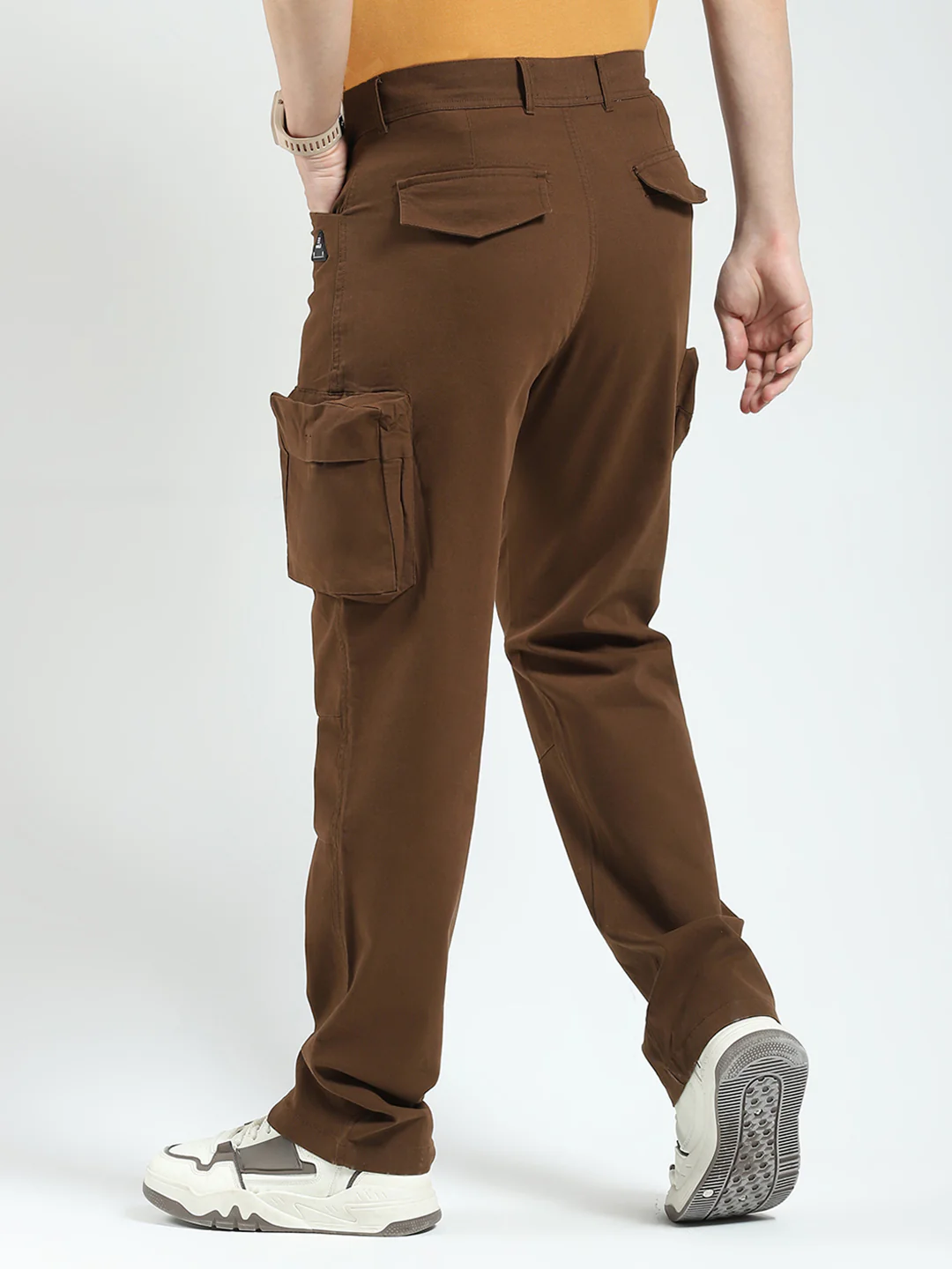 Rock.it Men Brown Solid Straight Fit Cargo - Image 5